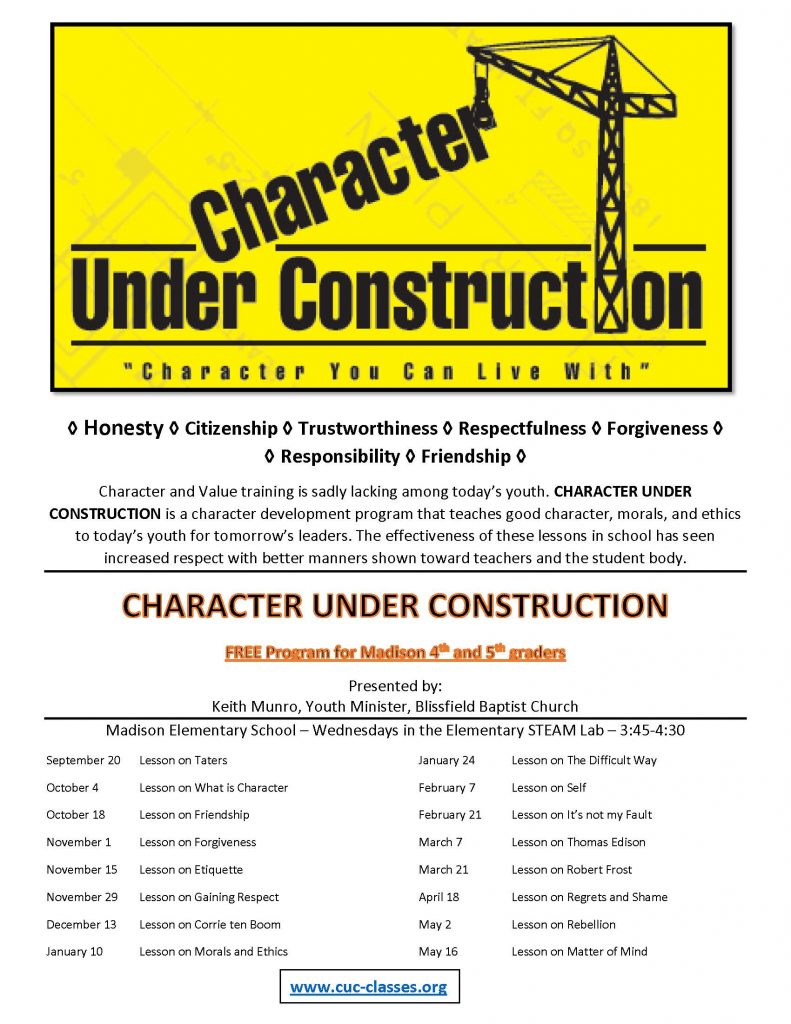 Elementary Character Under Construction Flyer